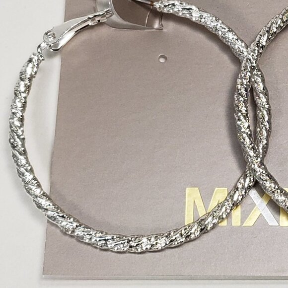 MIXIT Hypoallergenic Silver Tone Twisted Rope Hoop Earrings – Women’s Jewelry - Picture 5 of 9